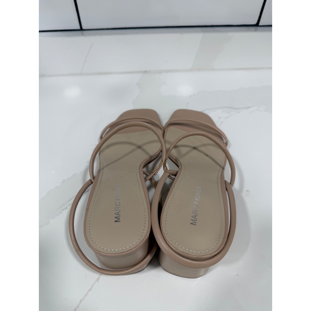 Marc Fisher Galvin Tan Strappy Block Heel Square Toe Sandals Womens Size 9M - Picture 3 of 7